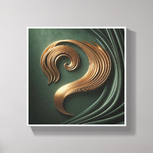 Luxus-3D-Goldwirbel-Wandkunst - Elegantes Metallis Leinwanddruck