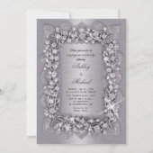 Luxus 3D-modische Silber-Engagement Party-Chic Einladung (Rückseite)