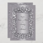 Luxus 3D-modische Silber-Engagement Party-Chic Einladung (Vorne/Hinten)