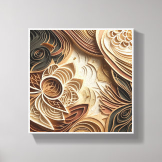 Luxus-3D-Schichtpapierkunst - Intricate Floral Qui Leinwanddruck