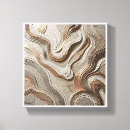 Luxus-3D-Skulptur Marmorwellen - Elegantes Gold un Leinwanddruck