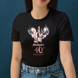 Luxus 40. Geburtstag Black Pink Champagne T-Shirt