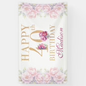 Luxus 40. Geburtstag Peonies Pink Gold Glitzer Banner (Vertikal)