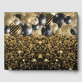 Luxus 40. Geburtstag Personalisiert Schwarzes Gold Gästebuch (Rückseite)