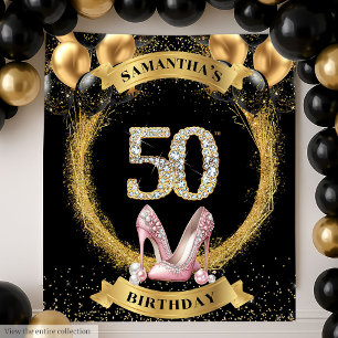 Luxus 50. Geburtstag Diamant Zahlen High Heels Wandteppich