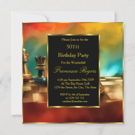 Luxus 50. Geburtstagsparty Gold Black Multicolor Einladung