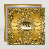 Luxus 50. Gold Geburtstagsparty Gold Einladung (Vorne/Hinten)