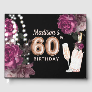 Luxus 60. Geburtstag Personalisierte Rose Wein Gästebuch