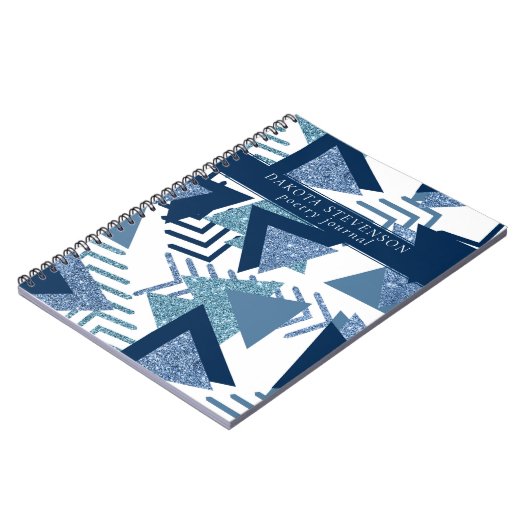 Luxus 90er Abstrakt | Türkisch Navy Blue Custom Notizblock (Linke Seite)