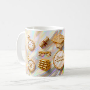 Luxus-Abschlussbecher – Eleganter goldener Hut & D Kaffeetasse