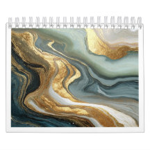 Luxus-Abstrakter Fluid-Gold-Kalender 2027