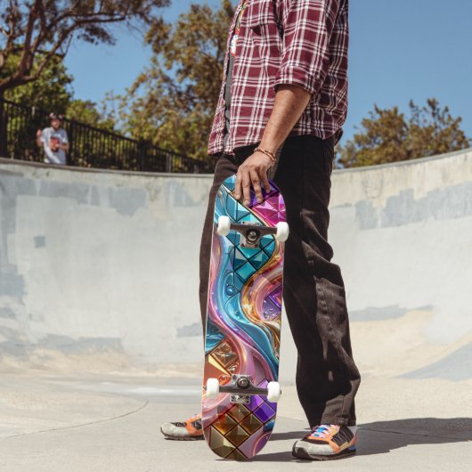 Luxus-Abstraktes 3D-Mosaik  Skateboard (Außenbereich 2)