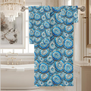 Luxus-Achat Geoden-Handtuch-Set - Ozeanblau & Go Badhandtuch Set