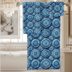 Luxus-Achat Geoden-Handtuch-Set - Ozeanblau & Go Badhandtuch Set