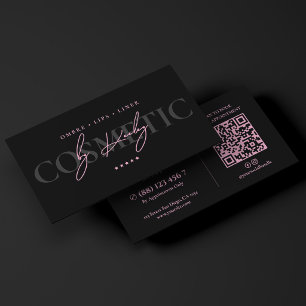 Luxus-Aesthetic Pink Black Permanent-Make-up-Künst Visitenkarte