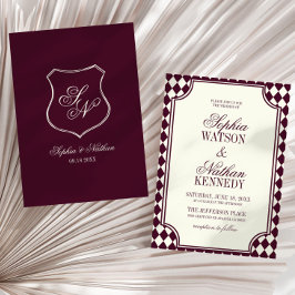 Luxus-Alte-Geld-Wein-Vintage-Elfenbein-Hochzeit Einladung