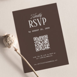 Luxus-Altes-Geld-Braune-Hochzeit-Rsvp-Karte-QR-Cod Begleitkarte