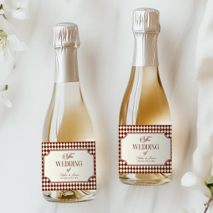 Luxus-Altes-Geld-Burgunder-Vintage-Hochzeit Schaumweinetikett
