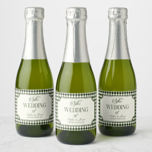 Luxus-Altes-Geld Olivgrüne Vintage-Hochzeit Schaumweinetikett