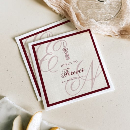Luxus-Altes-Geld Retro-Monogramm-Hochzeit Serviette