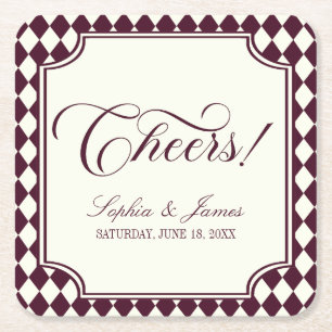Luxus-Altes-Geld-Wein-Elfenbein-Vintage-Hochzeit Rechteckiger Pappuntersetzer