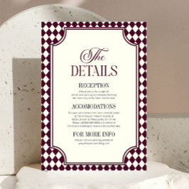 Luxus-Altes-Geld-Wein-Vintage-Hochzeitsdetails Begleitkarte