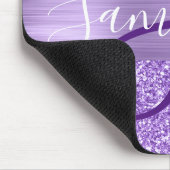 Luxus-Amethyst-Glitter personalisiertes Monogramm Mousepad (Ecke)