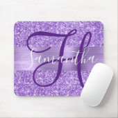 Luxus-Amethyst-Glitter personalisiertes Monogramm Mousepad (Mit Mouse)