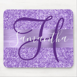 Luxus-Amethyst-Glitter personalisiertes Monogramm Mousepad