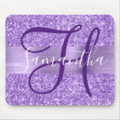 Luxus Amethyst Glitzer Personalisiert Monogram Mousepad (Vorne)