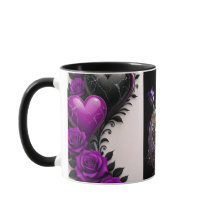 Luxus-Amethyst-Herz und violette Rosen Kaffeetasse
