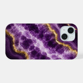 Luxus-Amethyst-Marmor-Geode iPhone 15 Hülle (Rückseite (Horizontal))