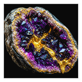 Luxus-Amethyst- und Gold-Abstrakt-Wandkunst Fotodruck