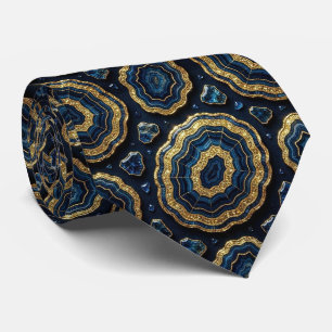 Luxus-Anzug Krawatte Navy Blau + Gold Geode Schl