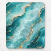 Luxus-Aqua-Achat-Marmor mit Goldadern Mousepad (Vorne)