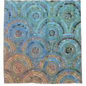 Luxus Aqua Cream Metal Foil Glitzer Dots Circles Duschvorhang (Vorderseite)