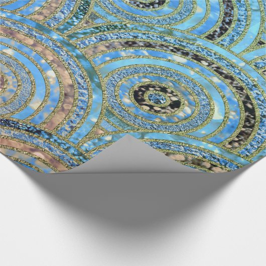 Luxus Aqua Cream Metal Foil Glitzer Dots Circles Geschenkpapier (Ecke)