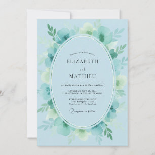 Luxus-Aqua-Gemalte-Hochzeit Einladung
