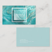 Luxus Aquamarin und Gold Marmor Liquid Abstrakt Visitenkarte (Vorne/Hinten)