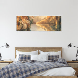 Luxus-Aquarell Herbst Bergsee Leinwanddruck