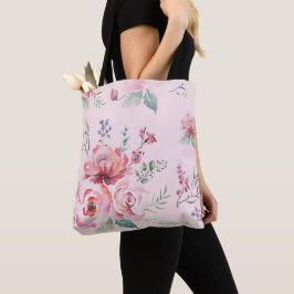 Luxus-Aquarell-Rosa-Rosen Botanisches Ästhetik-Des Tasche
