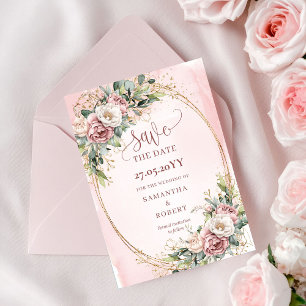 Luxus-Aquarell-Roségold-Blumen-Save-the-Date Save The Date
