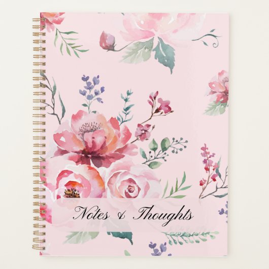 Luxus-Aquarell-Rosen Custom Name Planer (Vorderseite)