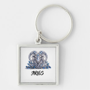Luxus-Aries-Zodiakskristall Schlüsselanhänger