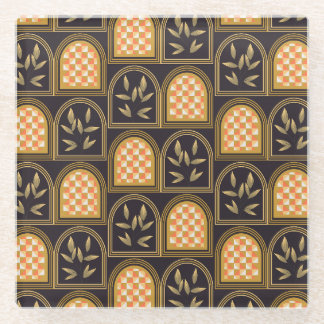 Luxus-Art-Deco-geometrische Blumen nahtlose Muster Glasuntersetzer
