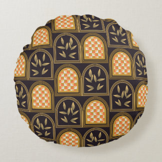 Luxus-Art-Deco-geometrische Blumen nahtlose Muster Rundes Kissen