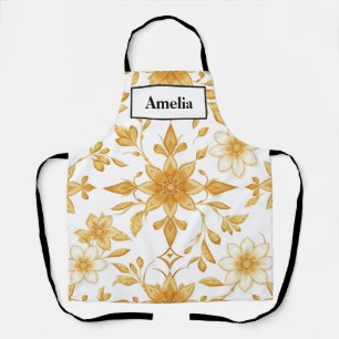 Luxus-Art-Deco-Gold-Blumen-Schürze Schürze