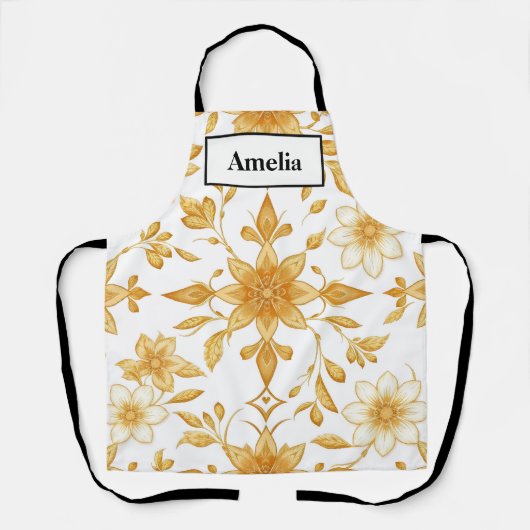 Luxus-Art-Deco-Gold-Blumen-Schürze Schürze (Vorderseite)