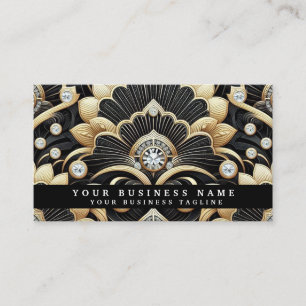 Luxus Art Deco Schwarz Gold Diamant Visitenkarten Visitenkarte