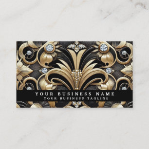 Luxus Art Deco Schwarz Gold Diamant Visitenkarten Visitenkarte